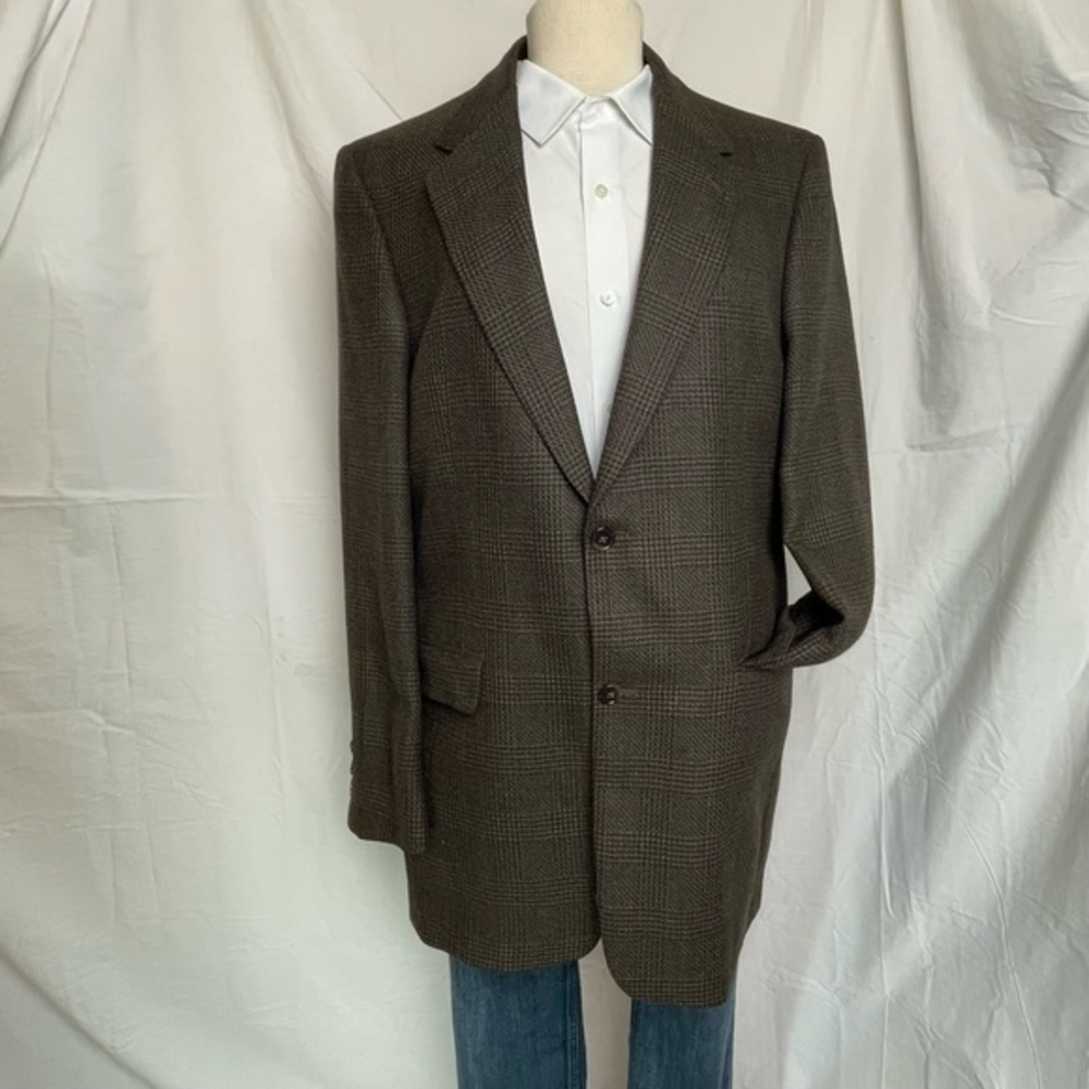 Hart Schaffner‎ Marx Glen Plaid Wool Sportcoat for Nordstrom Made USA Brown 40Lg